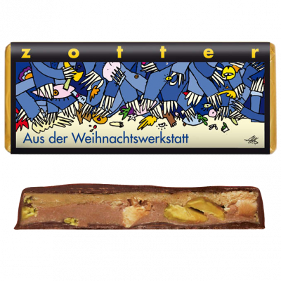 Aus der Weihnachtswerkstatt Milchschoko weißer Nougat (70gr)